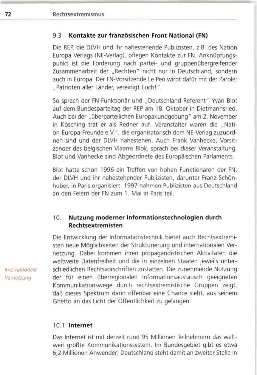 Seite 72 des Verfassungsschutzbericht 1997 Bayern