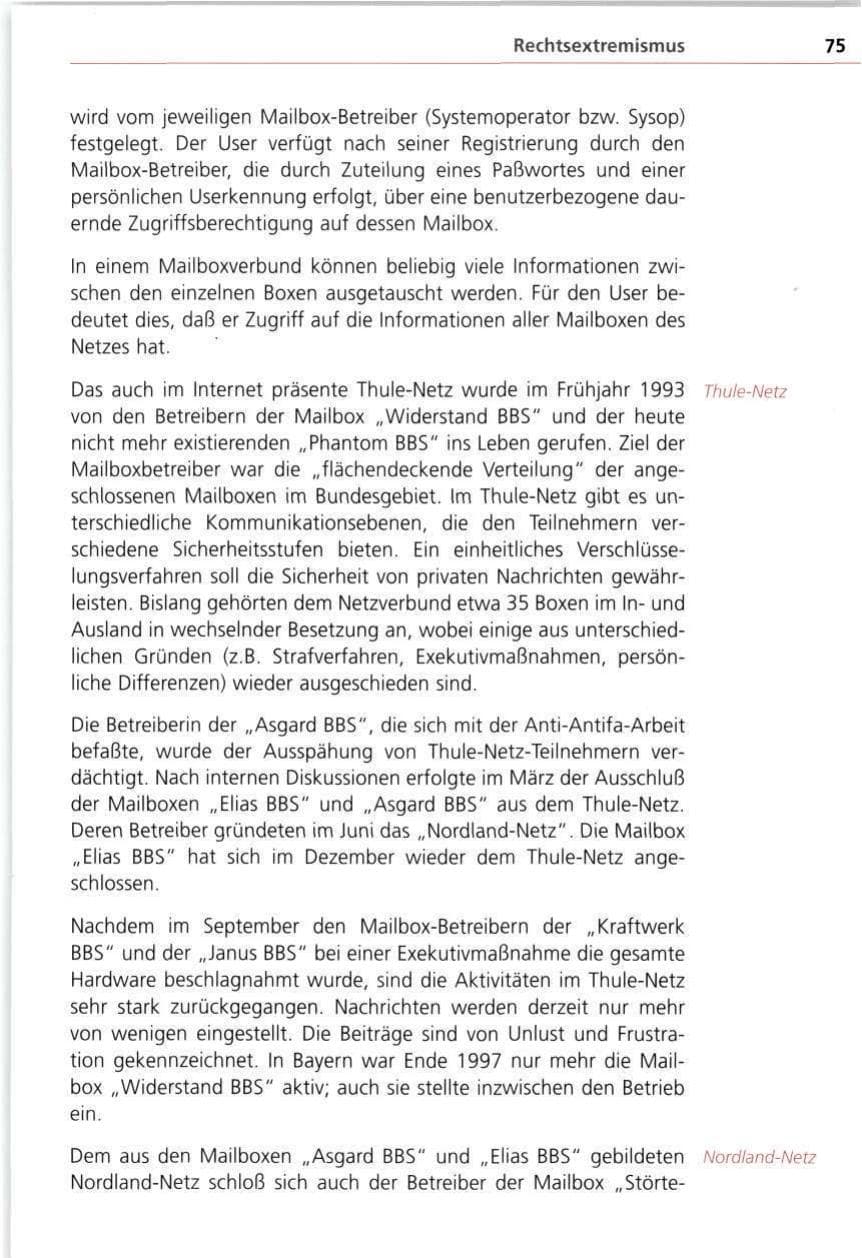 Seite 75 des Verfassungsschutzbericht 1997 Bayern