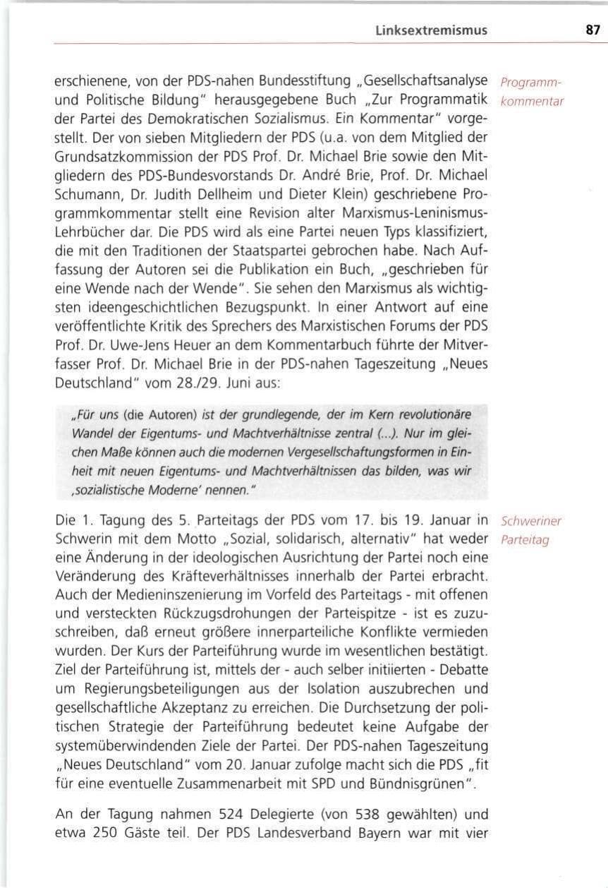 Seite 87 des Verfassungsschutzbericht 1997 Bayern