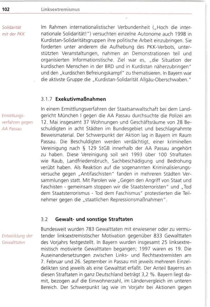 Seite 102 des Verfassungsschutzbericht 1998 Bayern