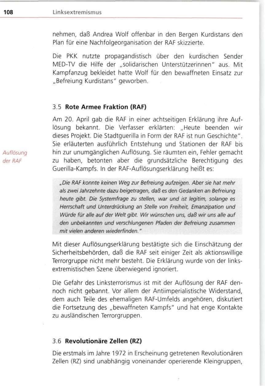 Seite 108 des Verfassungsschutzbericht 1998 Bayern