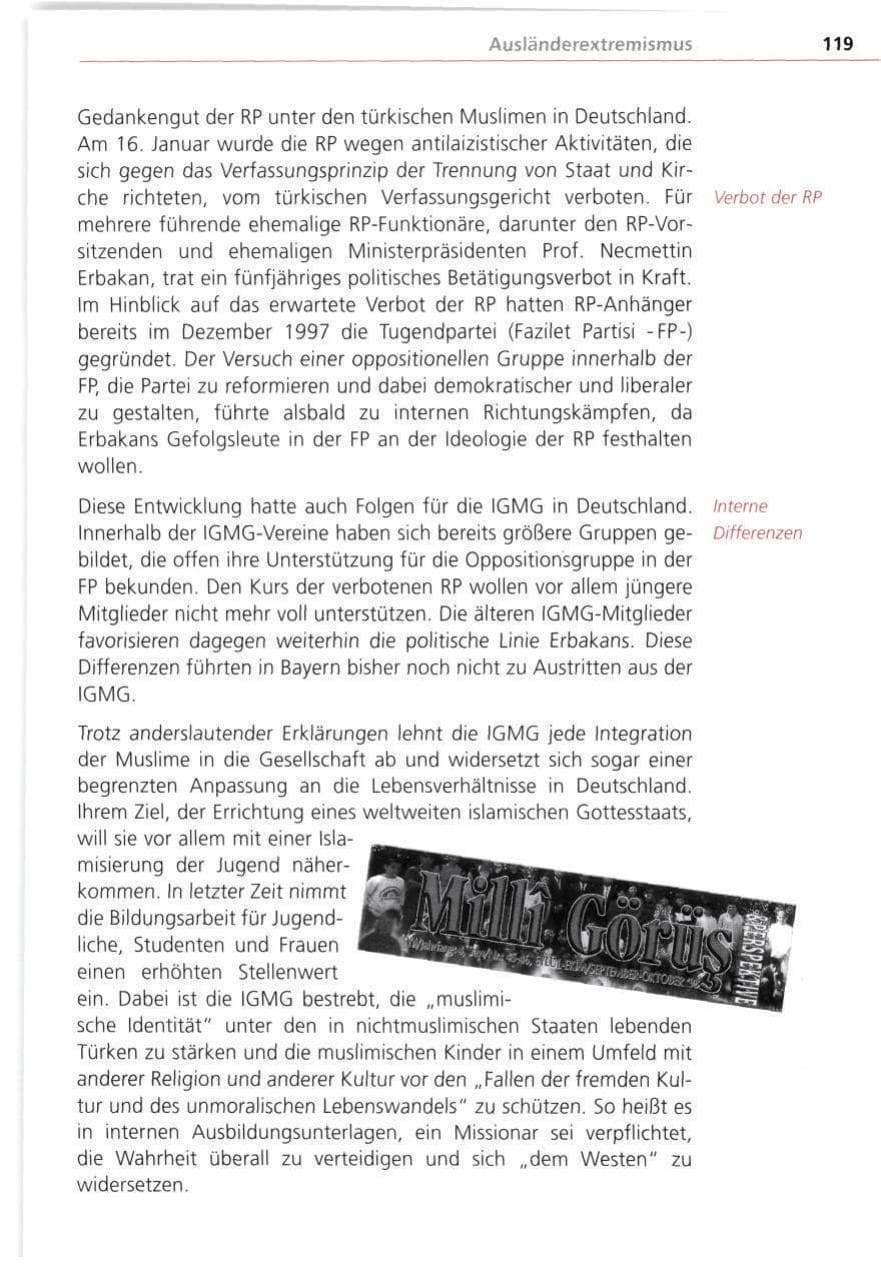 Seite 119 des Verfassungsschutzbericht 1998 Bayern