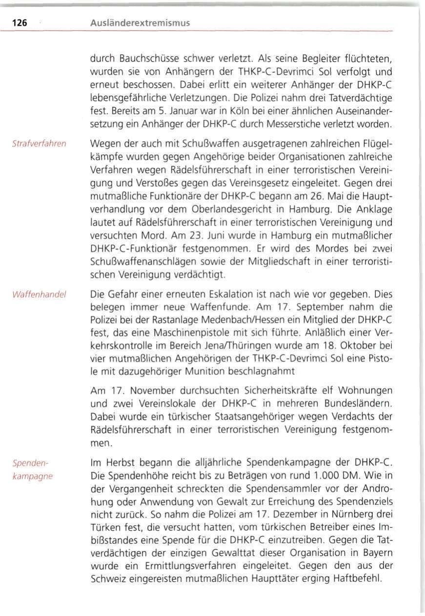 Seite 126 des Verfassungsschutzbericht 1998 Bayern