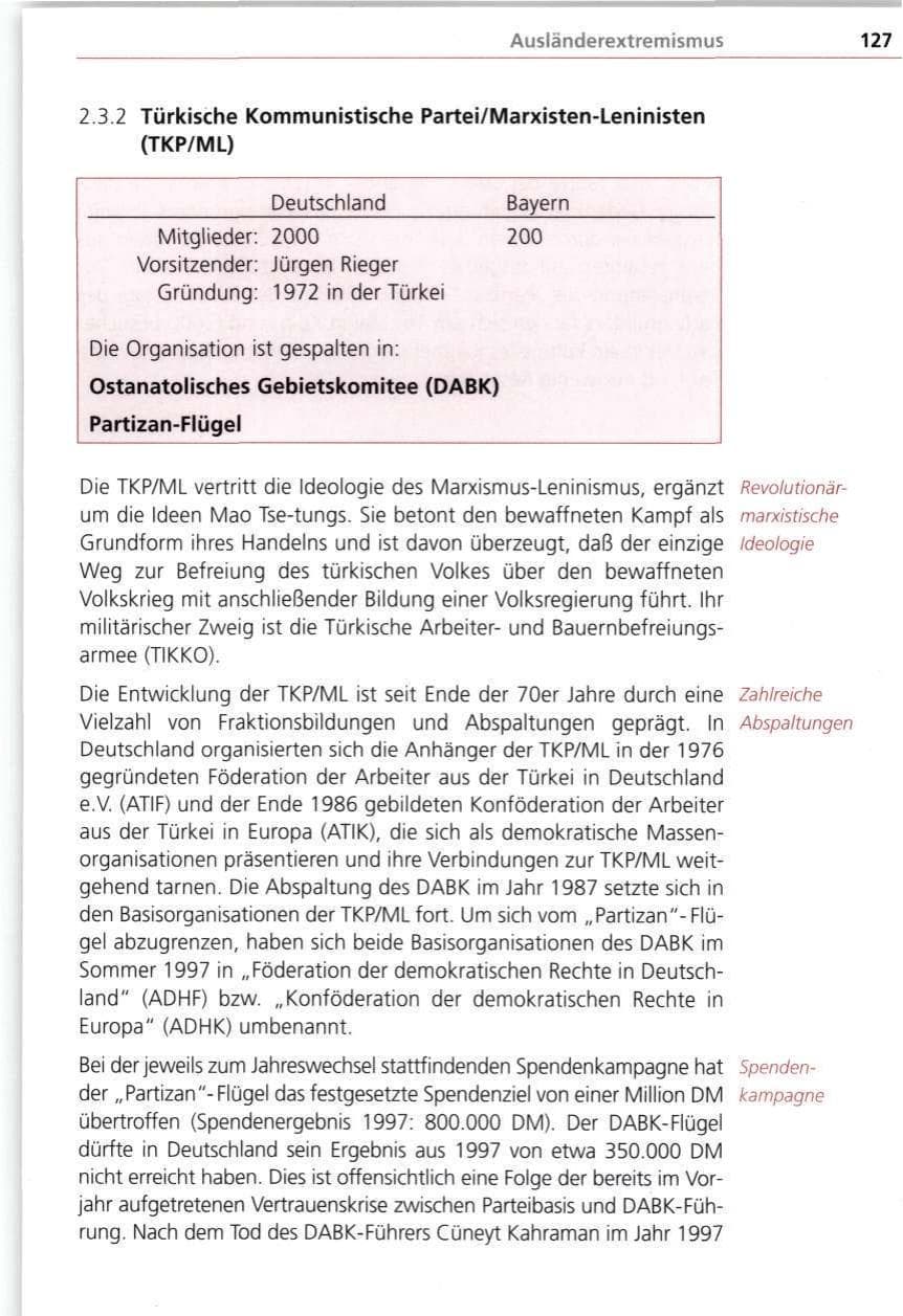 Seite 127 des Verfassungsschutzbericht 1998 Bayern