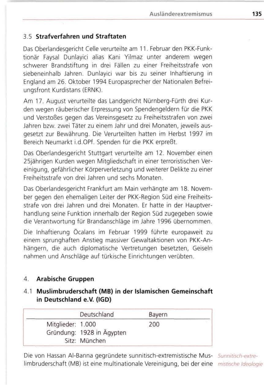 Seite 135 des Verfassungsschutzbericht 1998 Bayern