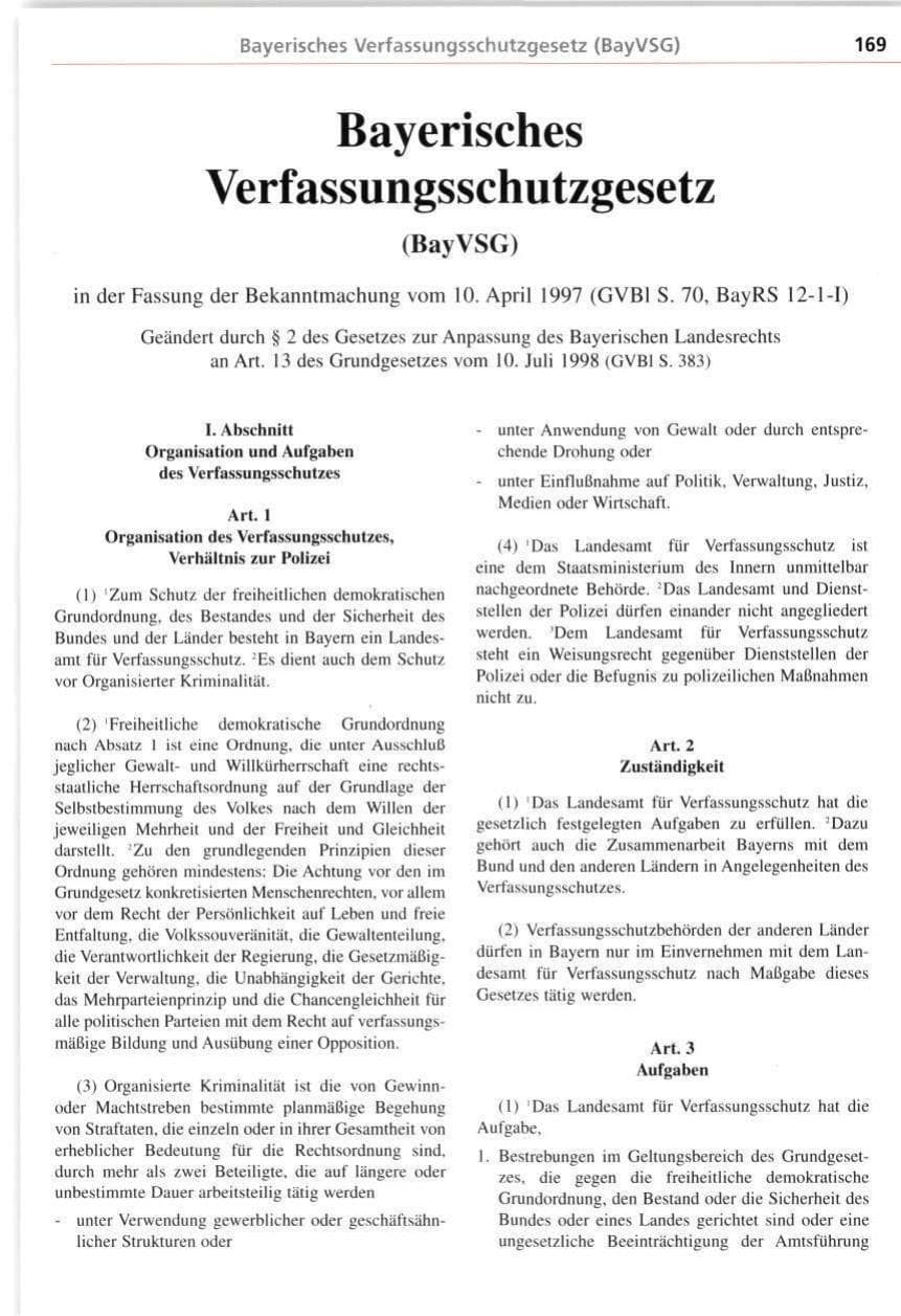 Seite 169 des Verfassungsschutzbericht 1998 Bayern