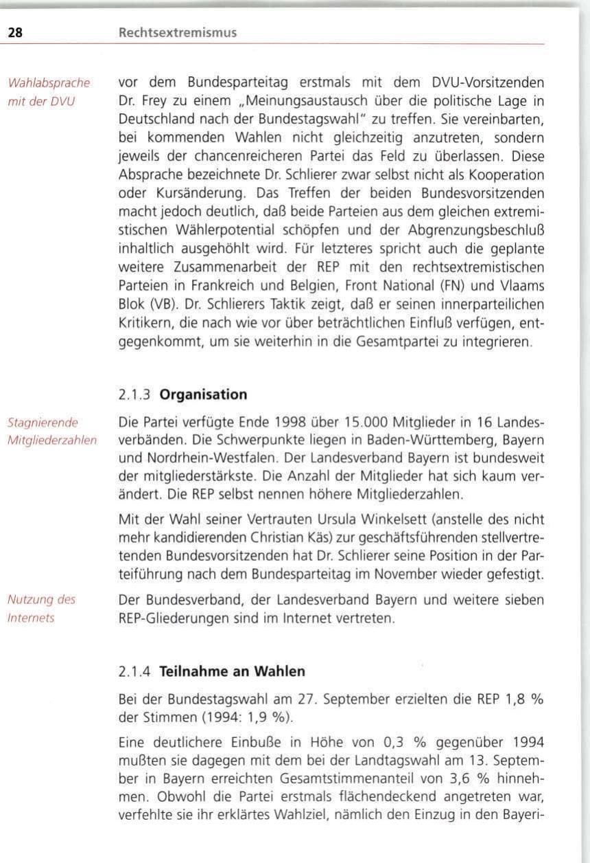 Seite 28 des Verfassungsschutzbericht 1998 Bayern