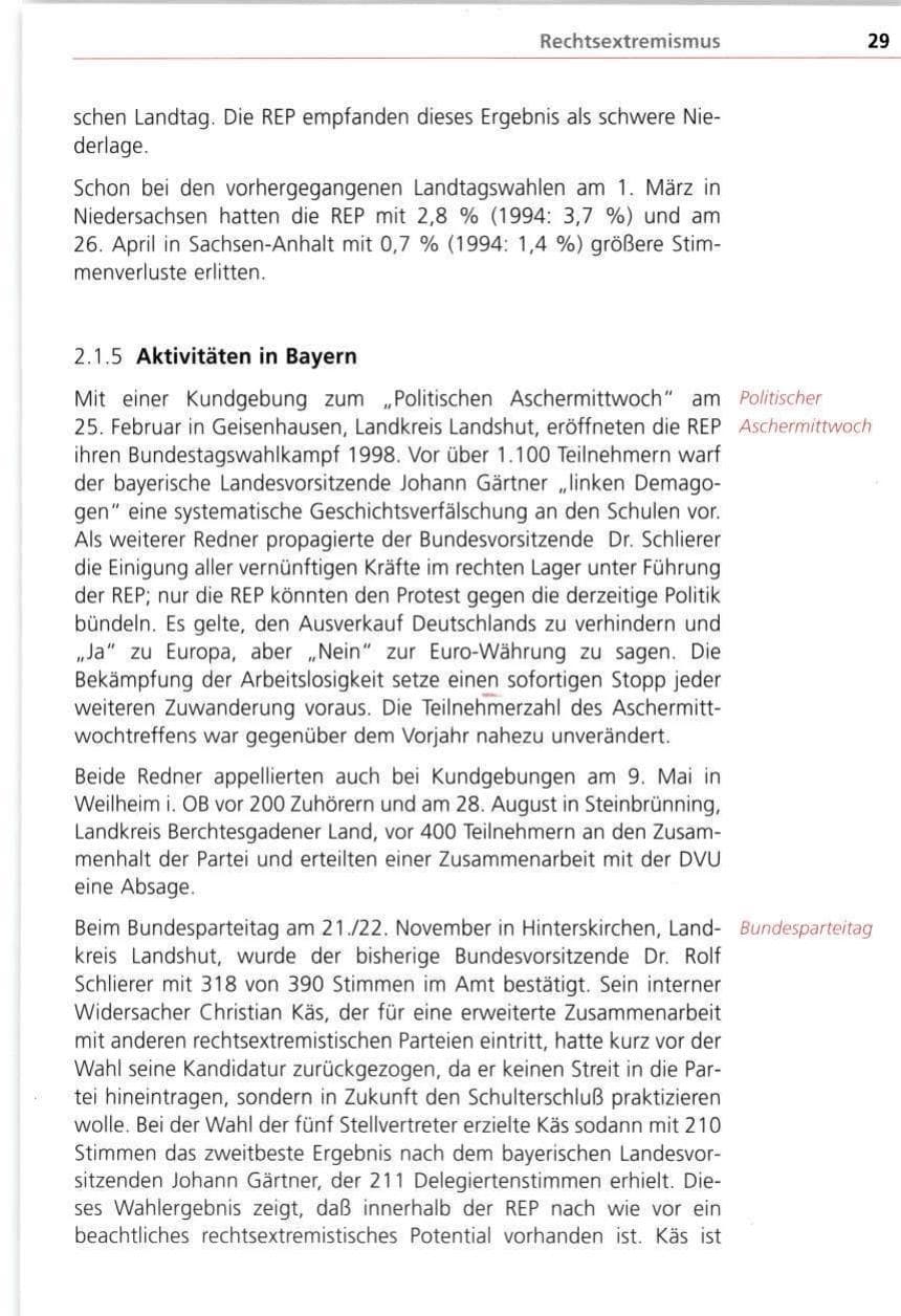 Seite 29 des Verfassungsschutzbericht 1998 Bayern