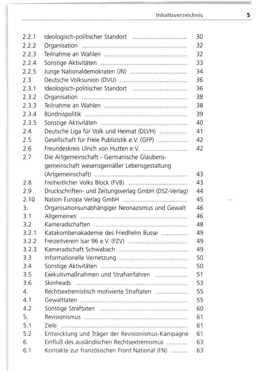 Seite 5 des Verfassungsschutzbericht 1998 Bayern
