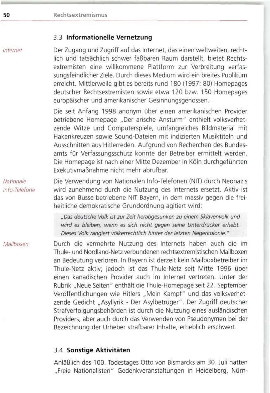 Seite 50 des Verfassungsschutzbericht 1998 Bayern
