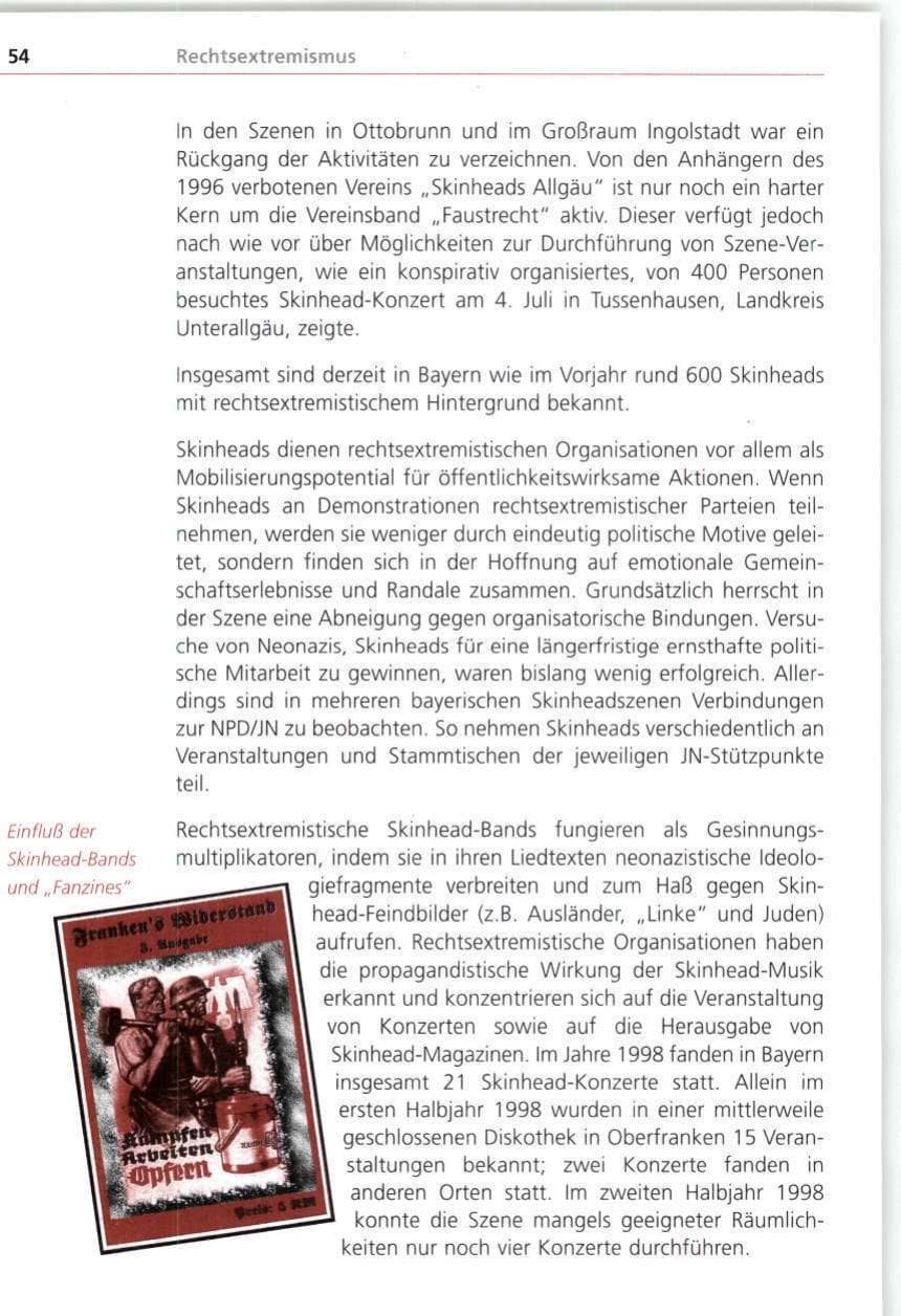 Seite 54 des Verfassungsschutzbericht 1998 Bayern