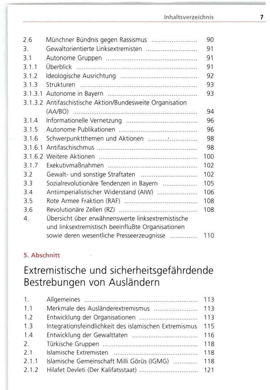 Seite 7 des Verfassungsschutzbericht 1998 Bayern