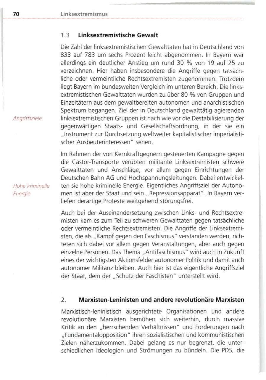 Seite 70 des Verfassungsschutzbericht 1998 Bayern