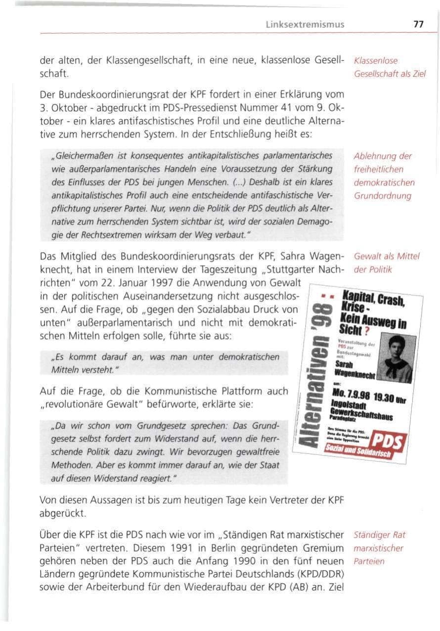 Seite 77 des Verfassungsschutzbericht 1998 Bayern
