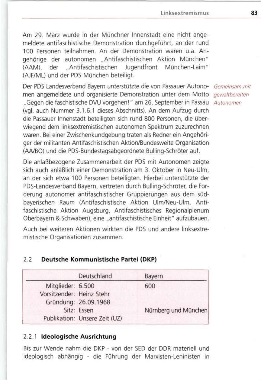 Seite 83 des Verfassungsschutzbericht 1998 Bayern
