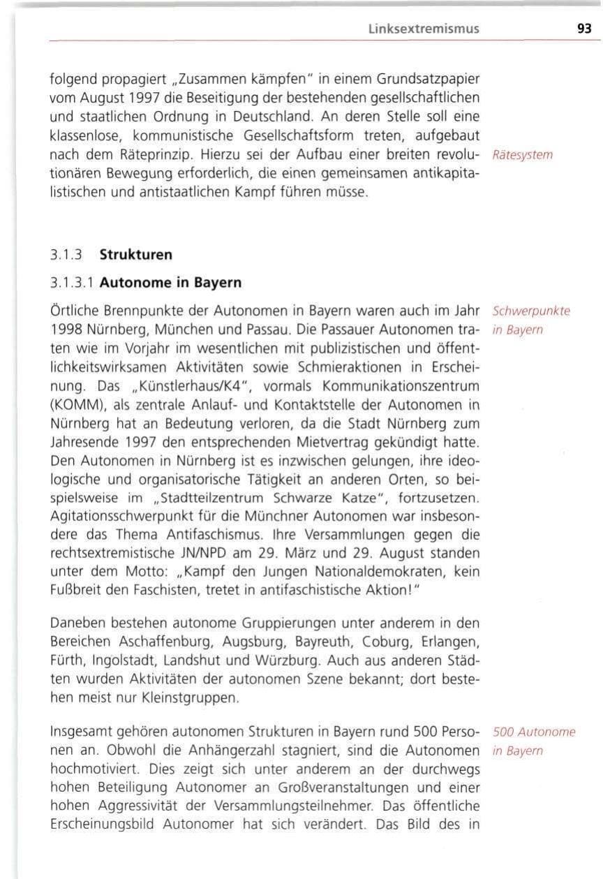 Seite 93 des Verfassungsschutzbericht 1998 Bayern