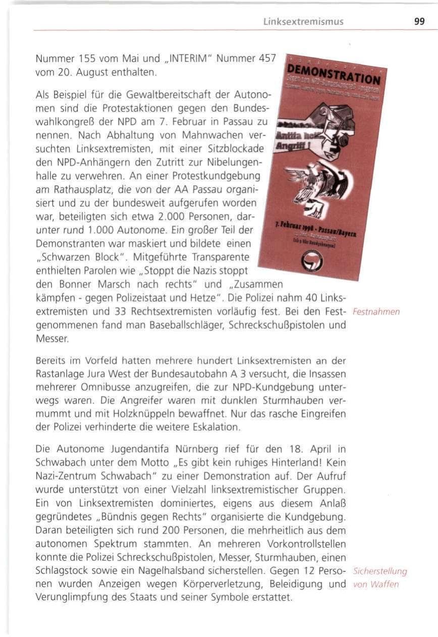 Seite 99 des Verfassungsschutzbericht 1998 Bayern