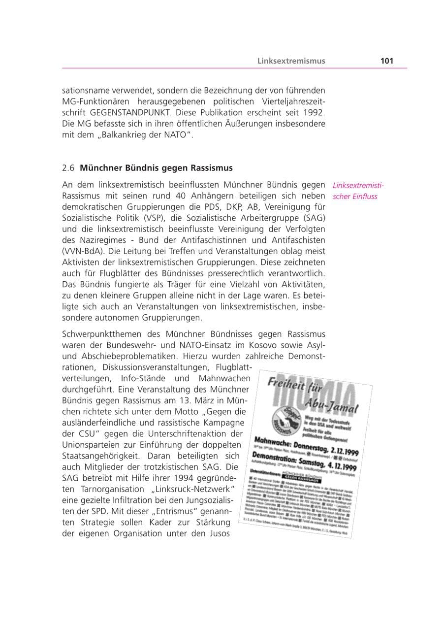 Seite 101 des Verfassungsschutzbericht 1999 Bayern