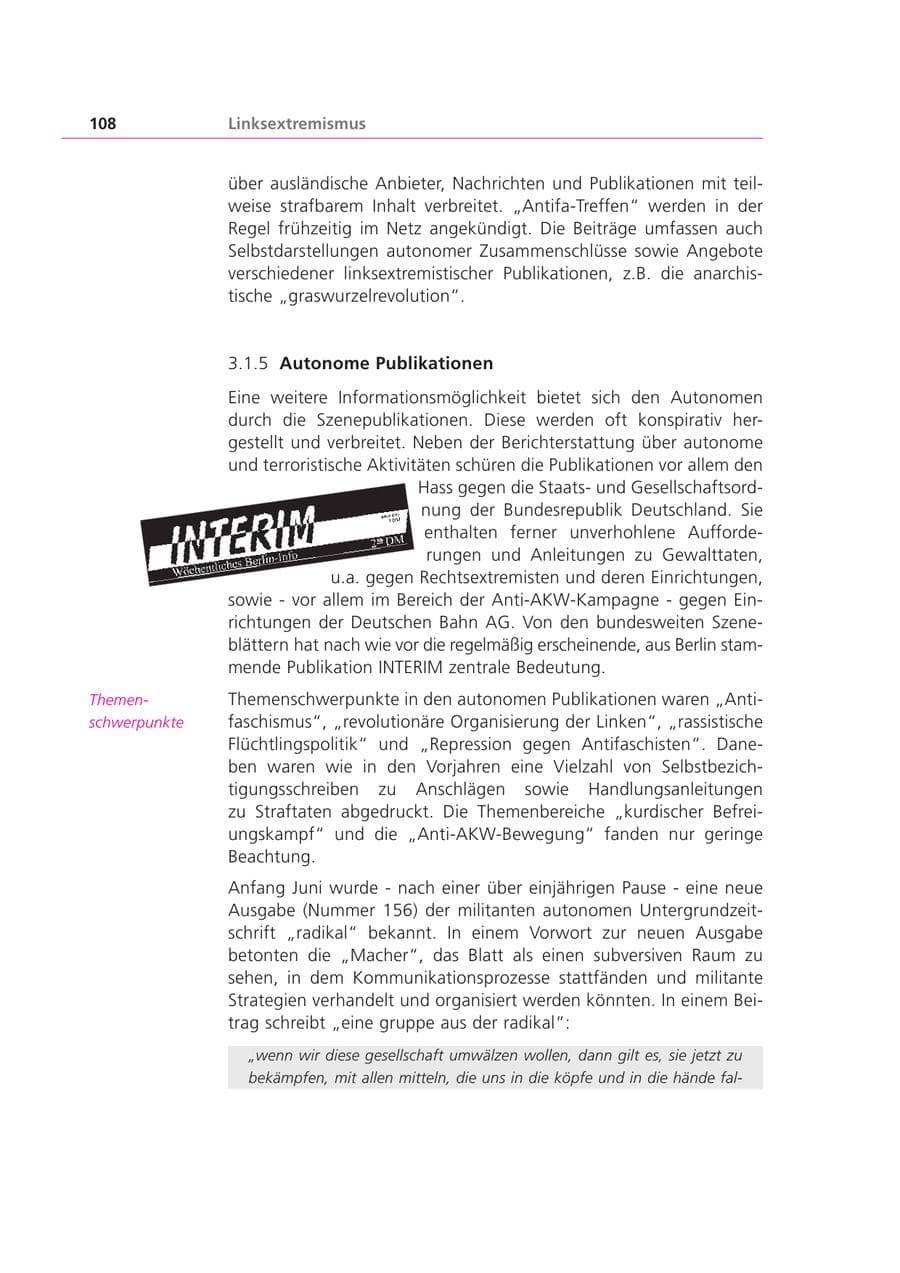Seite 108 des Verfassungsschutzbericht 1999 Bayern