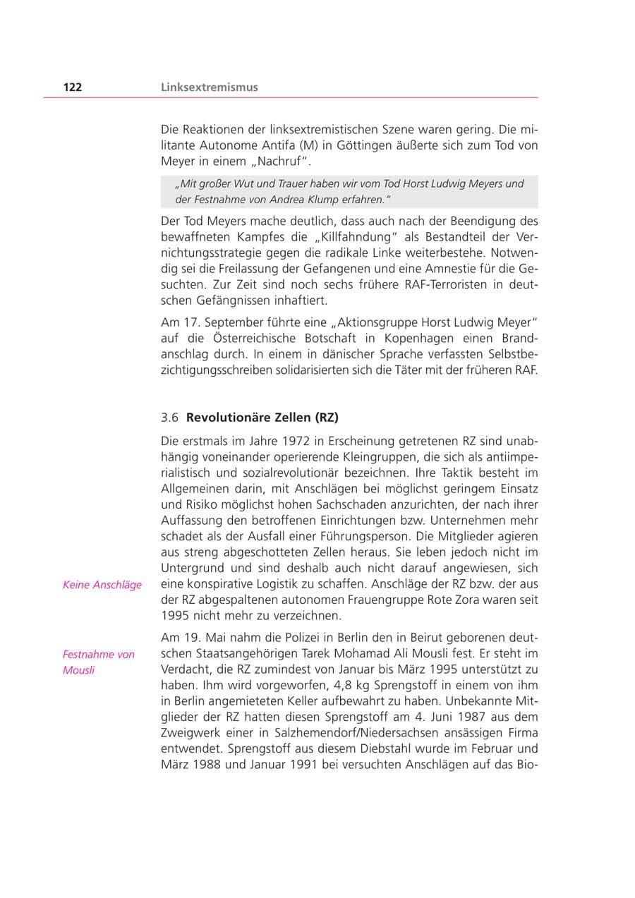 Seite 122 des Verfassungsschutzbericht 1999 Bayern