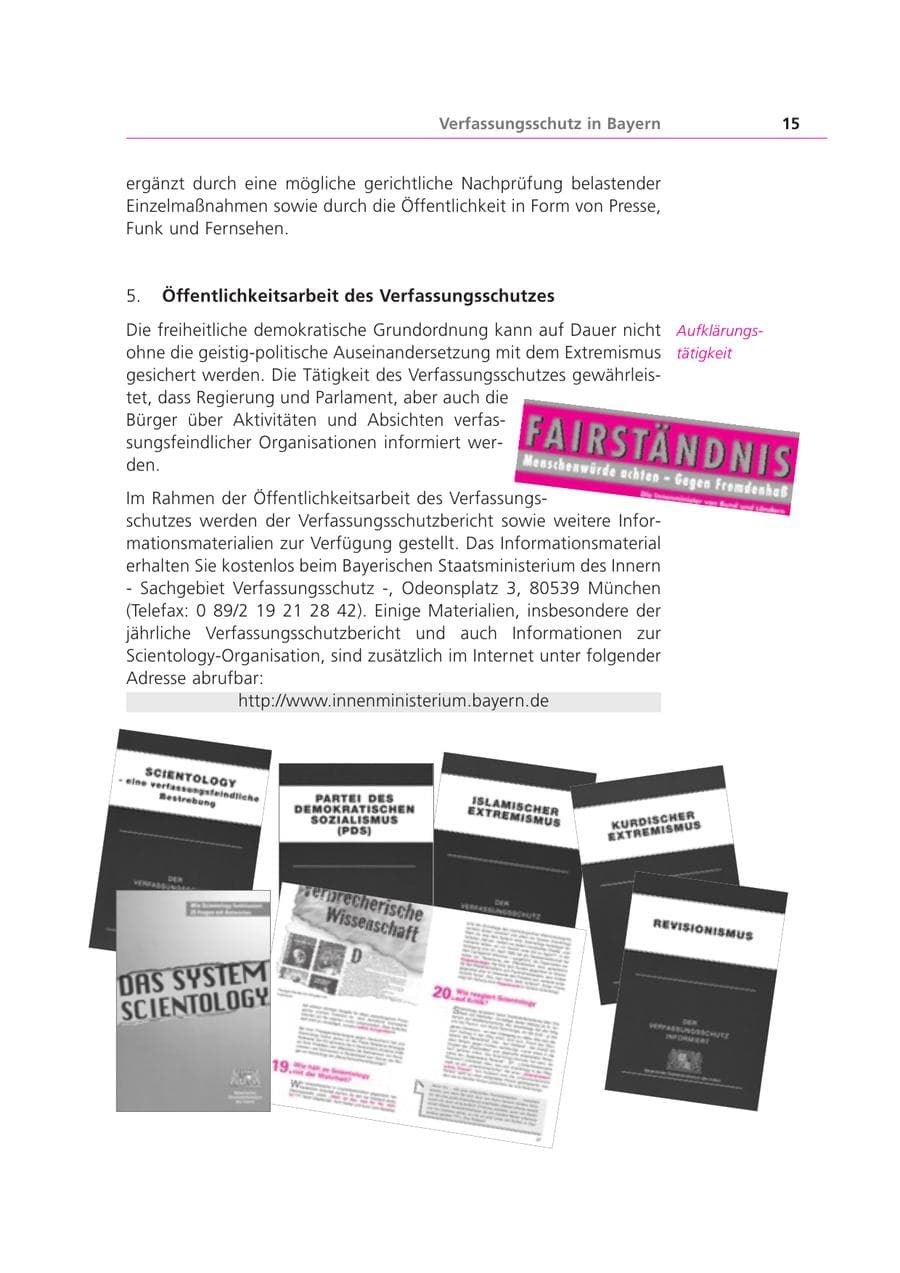 Seite 15 des Verfassungsschutzbericht 1999 Bayern