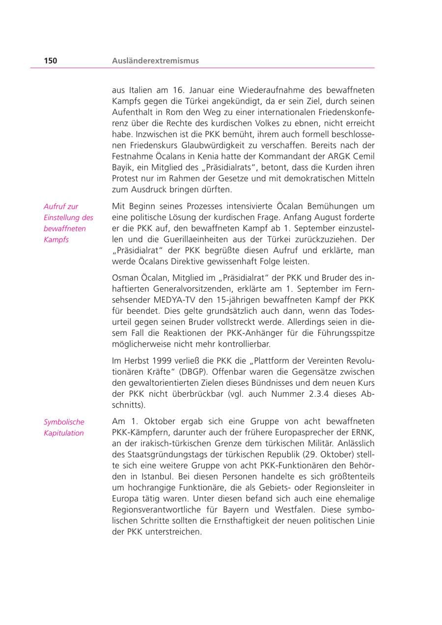 Seite 150 des Verfassungsschutzbericht 1999 Bayern