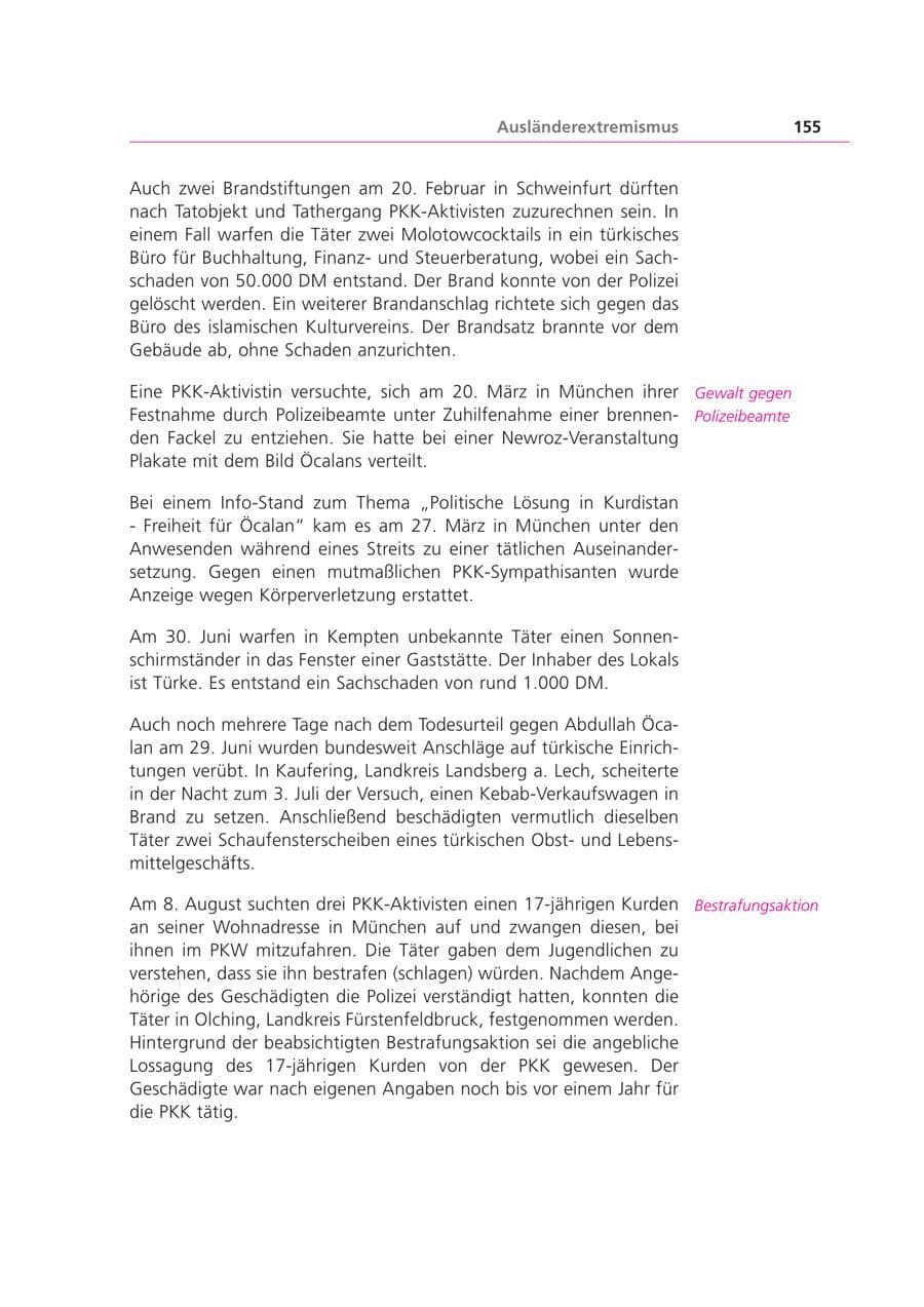Seite 155 des Verfassungsschutzbericht 1999 Bayern