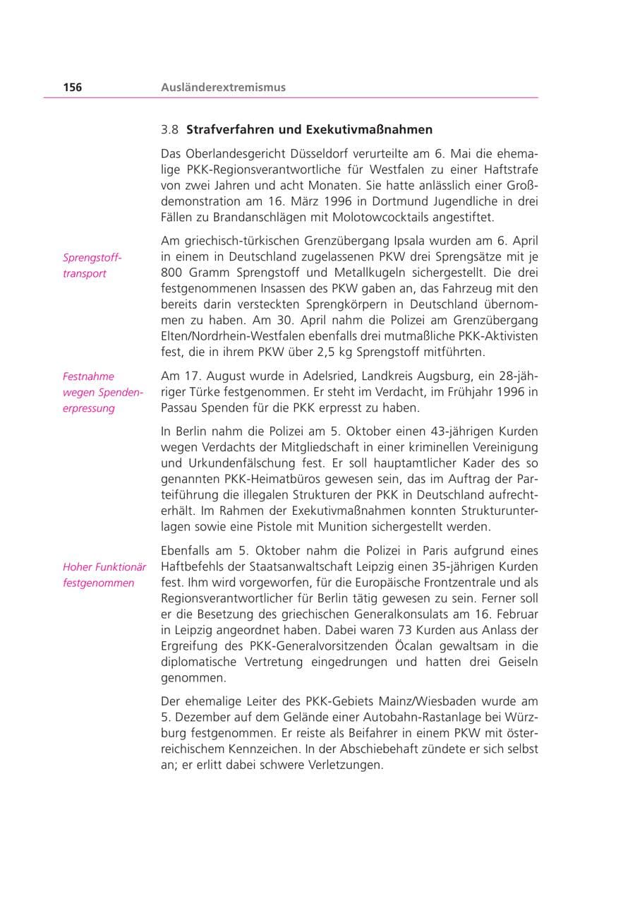 Seite 156 des Verfassungsschutzbericht 1999 Bayern