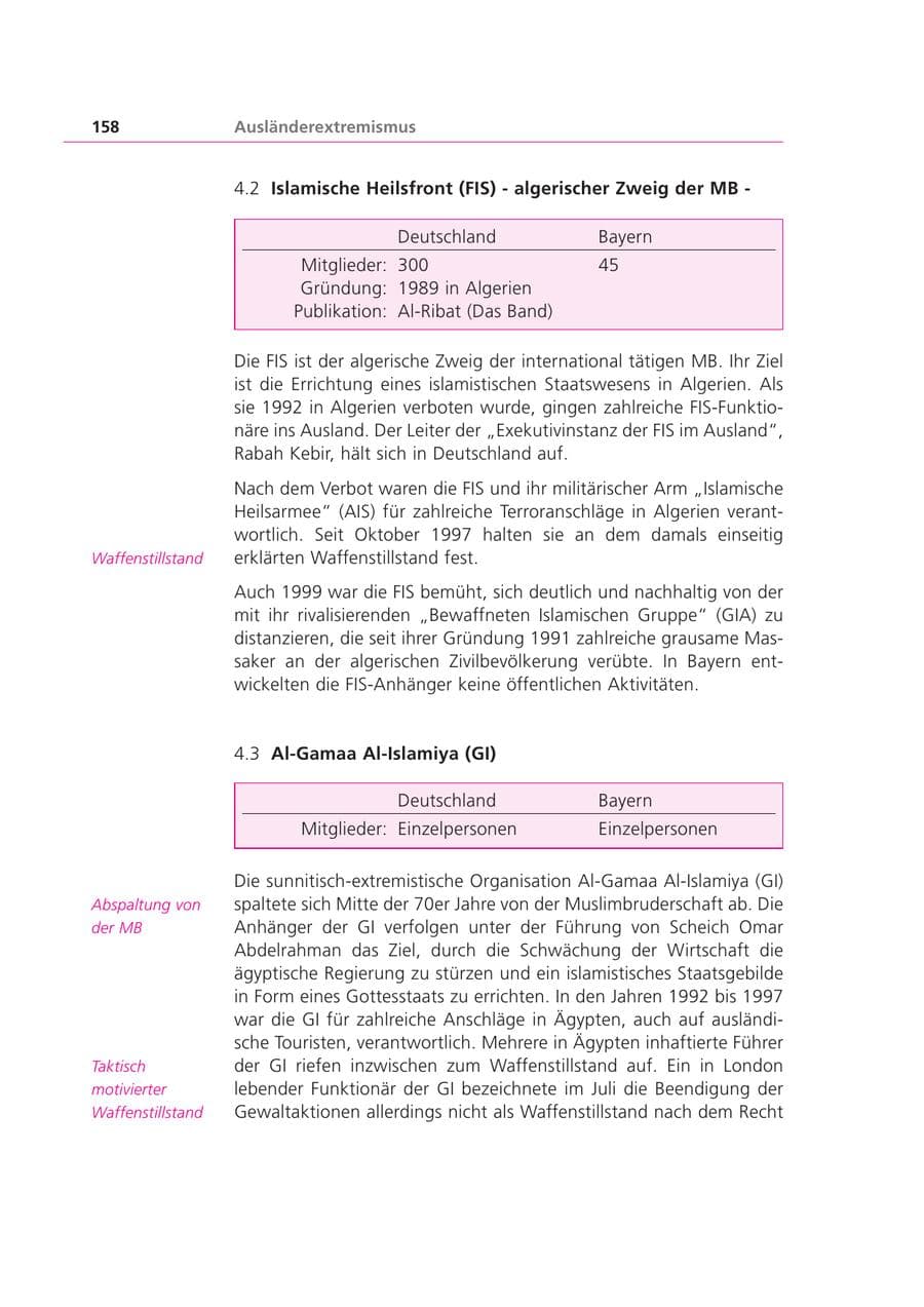 Seite 158 des Verfassungsschutzbericht 1999 Bayern