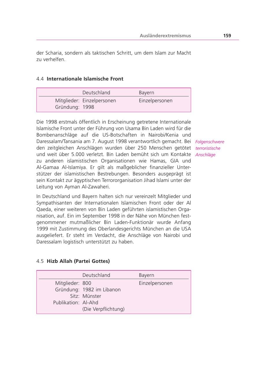 Seite 159 des Verfassungsschutzbericht 1999 Bayern