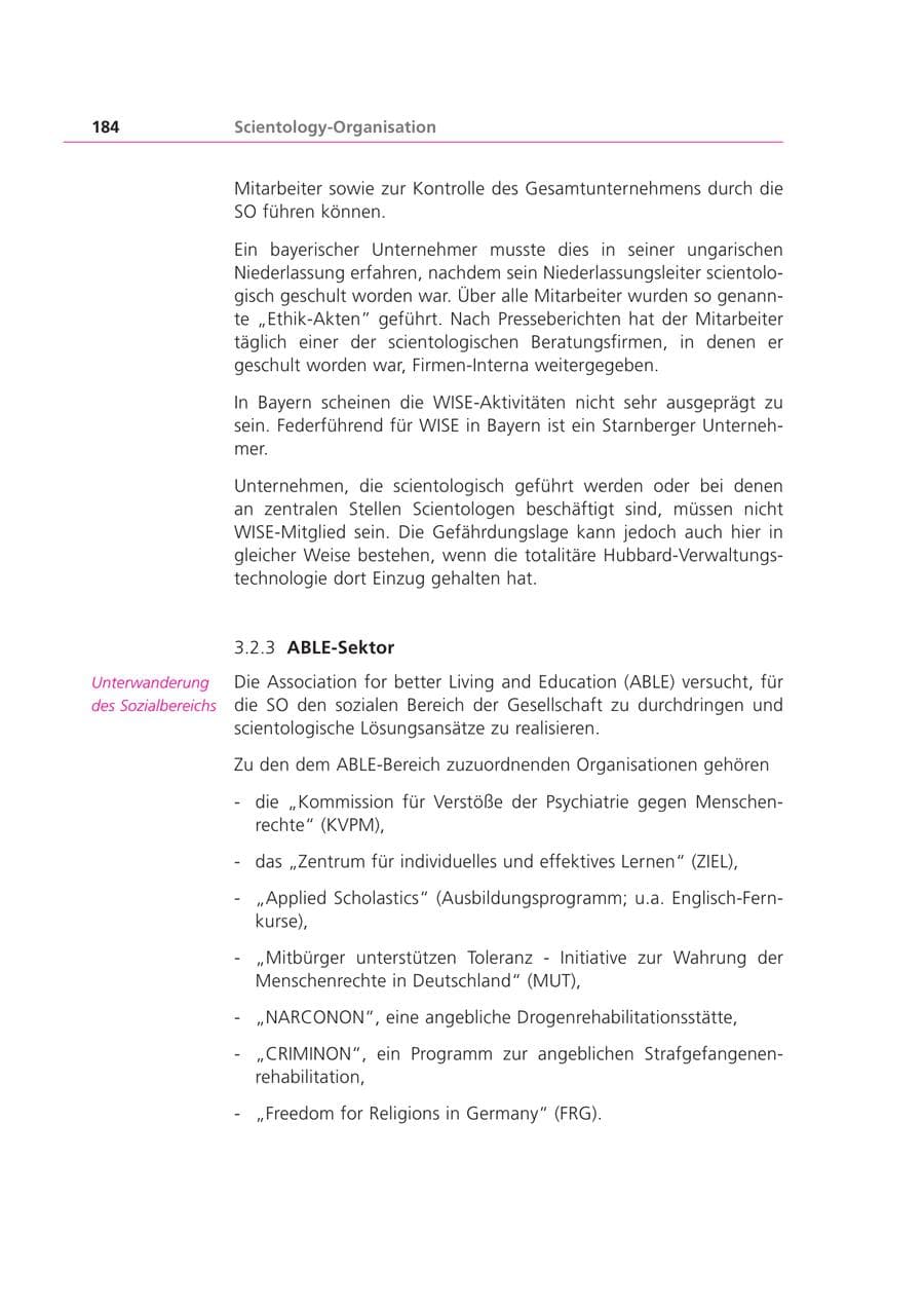 Seite 184 des Verfassungsschutzbericht 1999 Bayern
