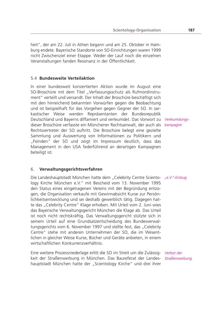 Seite 187 des Verfassungsschutzbericht 1999 Bayern