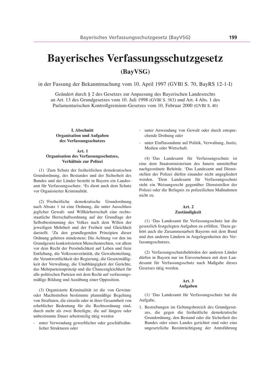 Seite 199 des Verfassungsschutzbericht 1999 Bayern