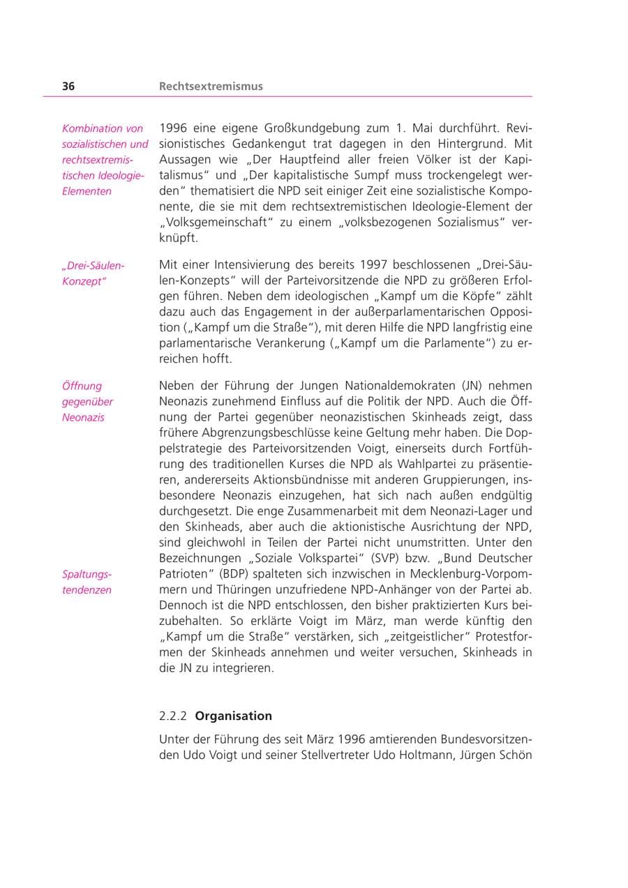 Seite 36 des Verfassungsschutzbericht 1999 Bayern