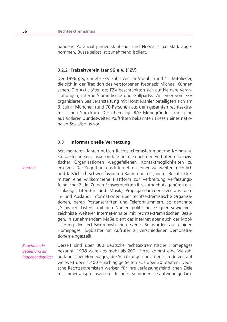 Seite 56 des Verfassungsschutzbericht 1999 Bayern
