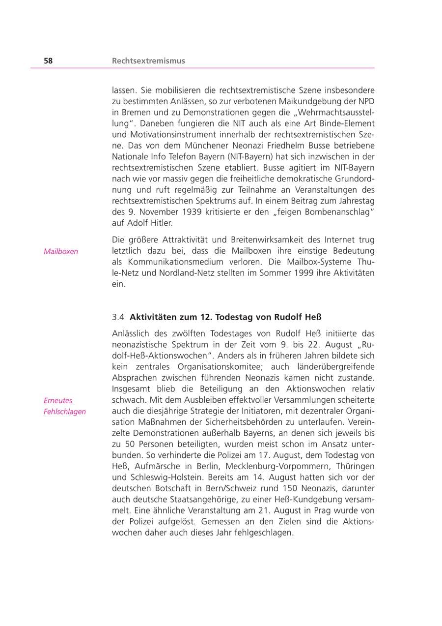 Seite 58 des Verfassungsschutzbericht 1999 Bayern