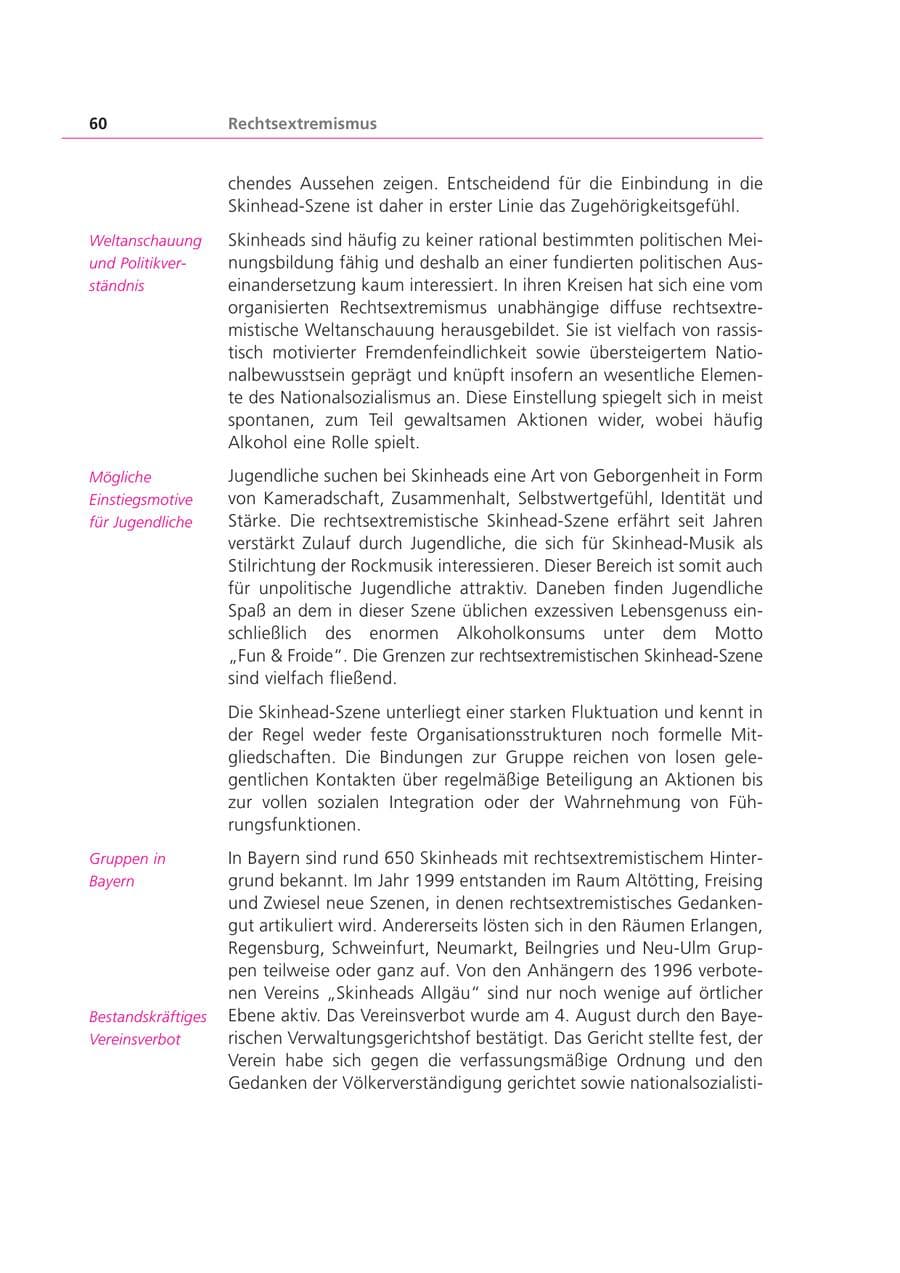 Seite 60 des Verfassungsschutzbericht 1999 Bayern