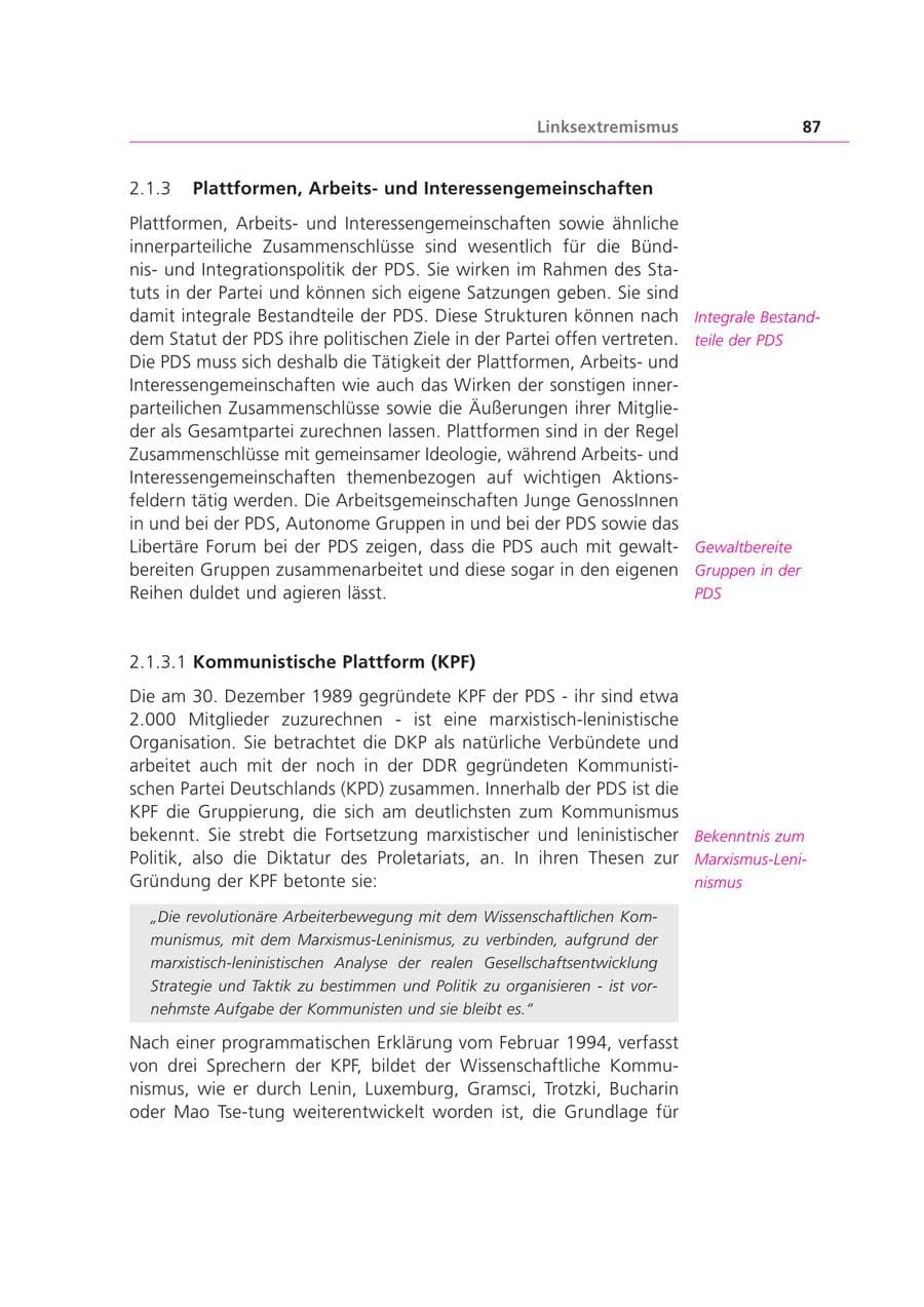 Seite 87 des Verfassungsschutzbericht 1999 Bayern