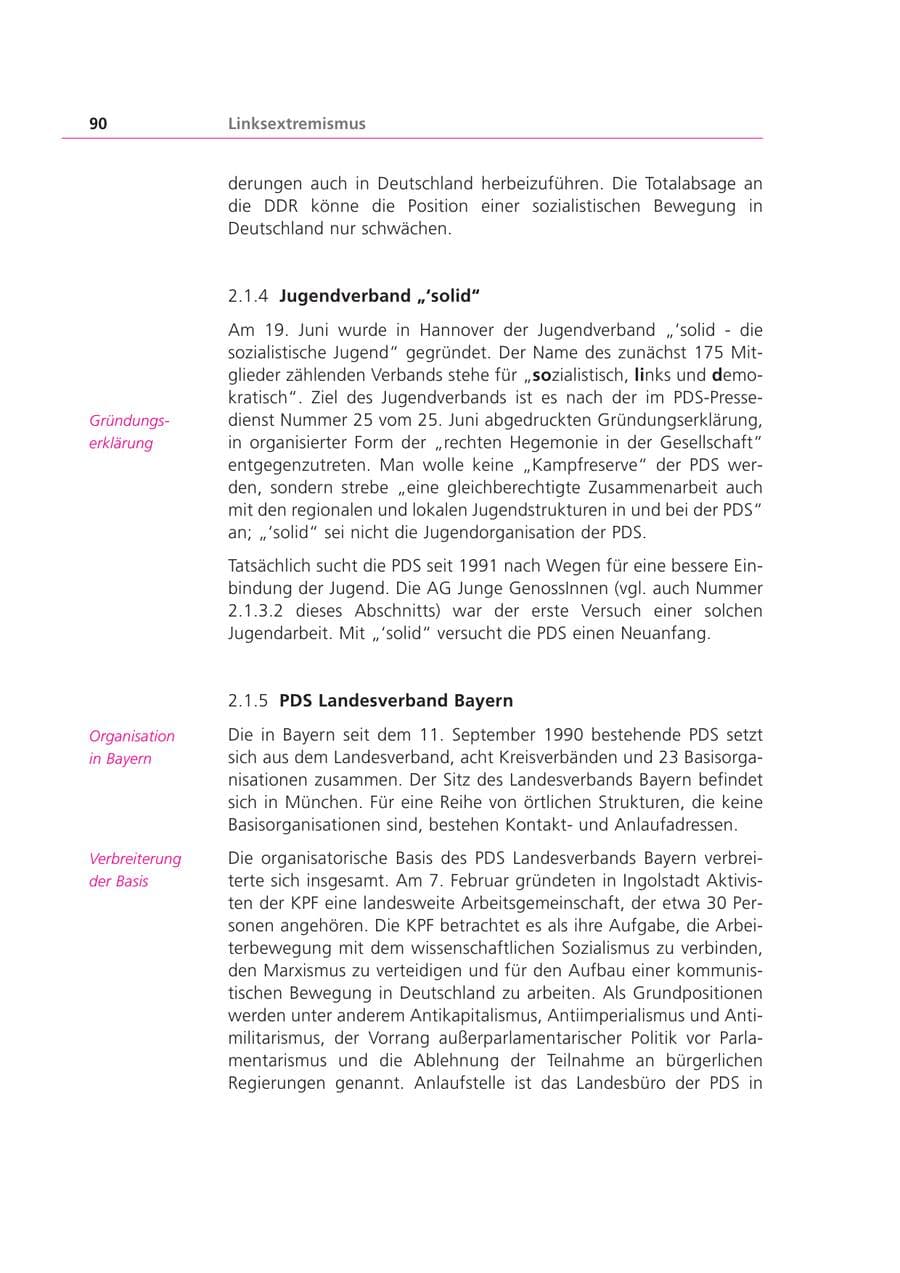 Seite 90 des Verfassungsschutzbericht 1999 Bayern