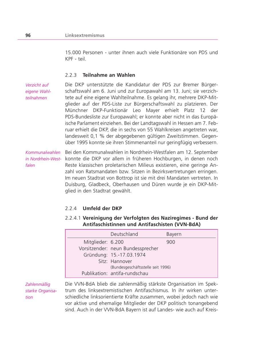 Seite 96 des Verfassungsschutzbericht 1999 Bayern