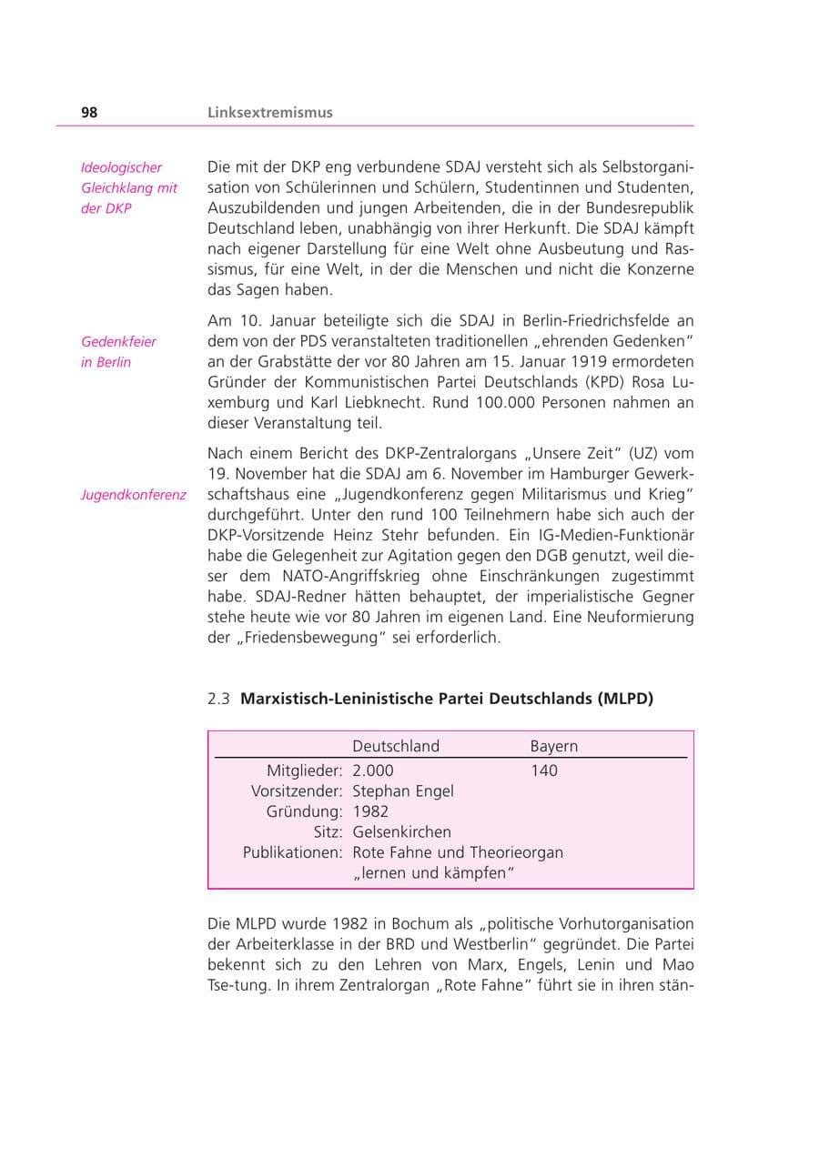 Seite 98 des Verfassungsschutzbericht 1999 Bayern