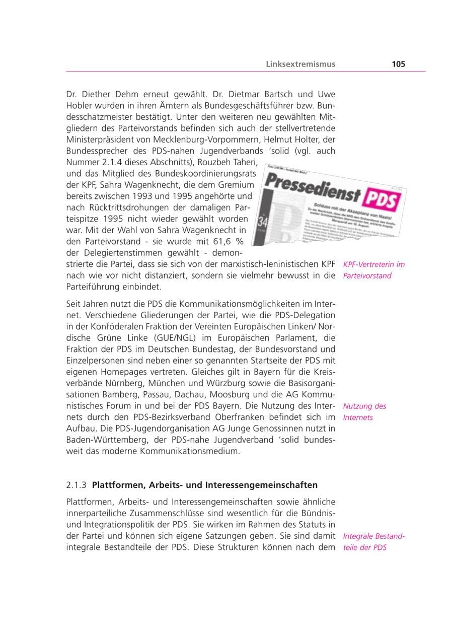 Seite 105 des Verfassungsschutzbericht 2000 Bayern