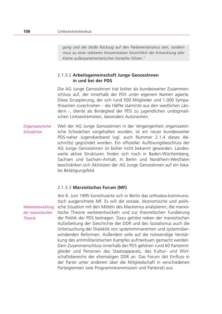 Seite 108 des Verfassungsschutzbericht 2000 Bayern
