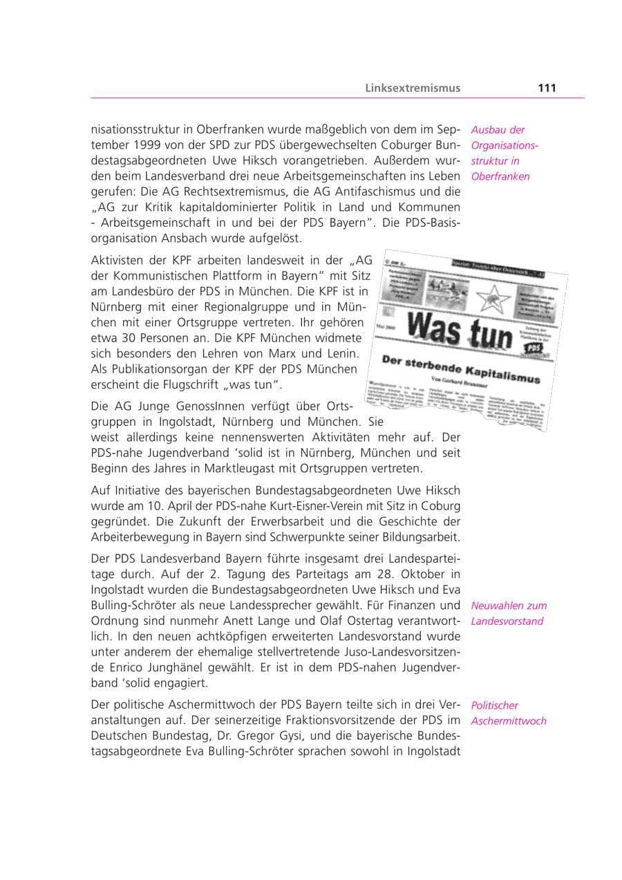Seite 111 des Verfassungsschutzbericht 2000 Bayern