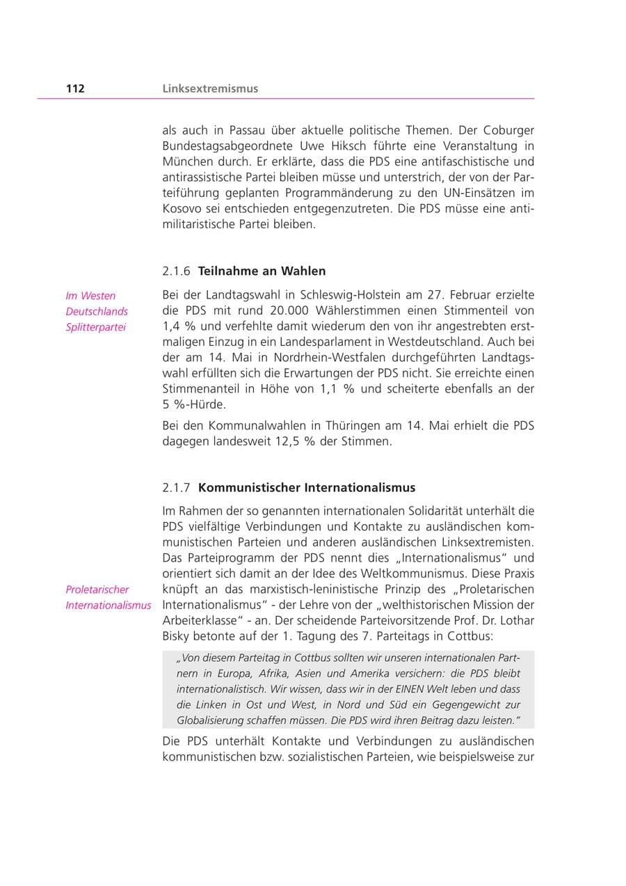Seite 112 des Verfassungsschutzbericht 2000 Bayern