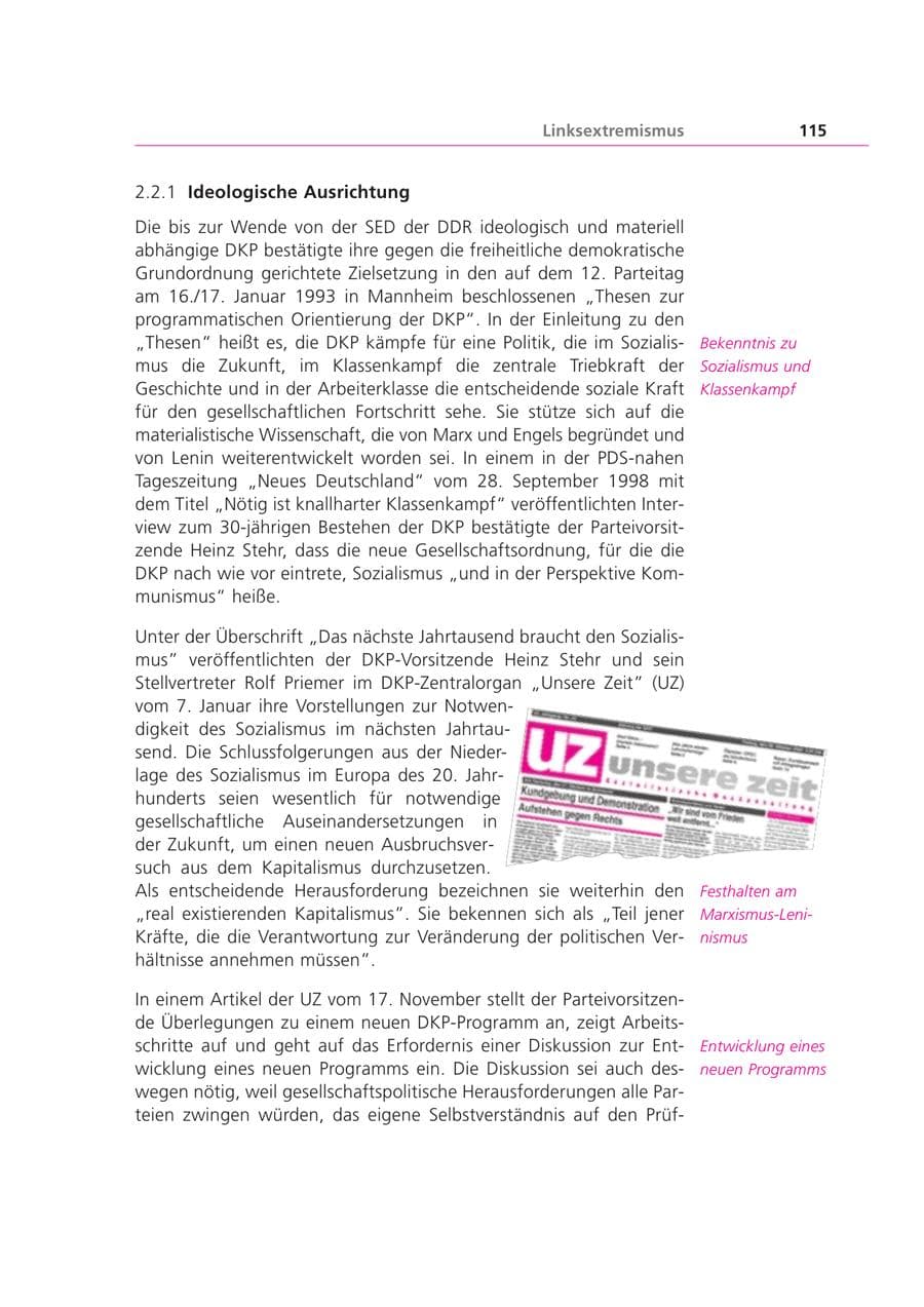 Seite 115 des Verfassungsschutzbericht 2000 Bayern