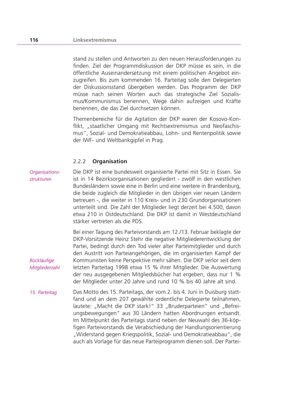 Seite 116 des Verfassungsschutzbericht 2000 Bayern