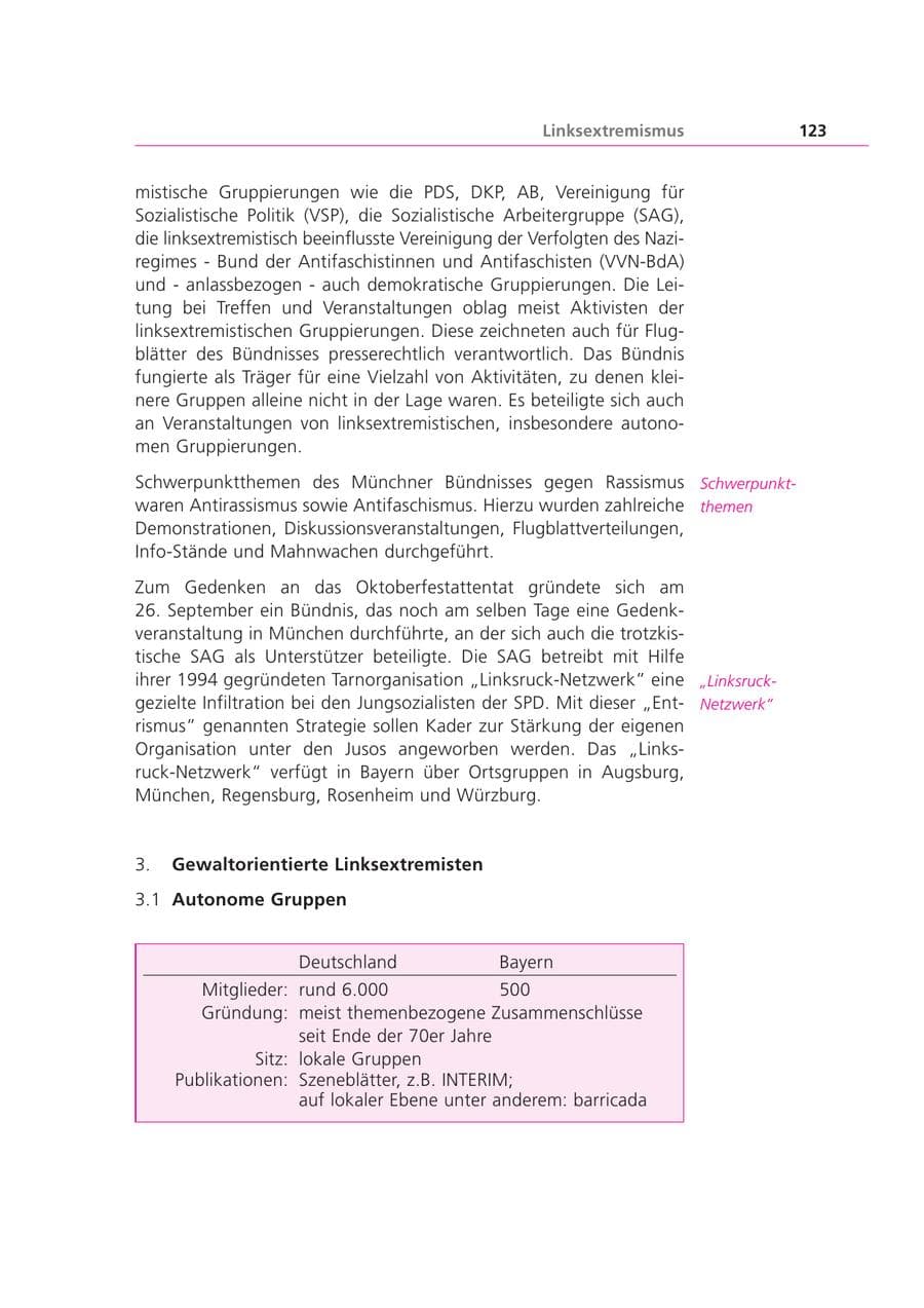 Seite 123 des Verfassungsschutzbericht 2000 Bayern