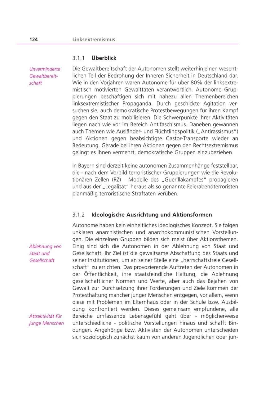 Seite 124 des Verfassungsschutzbericht 2000 Bayern