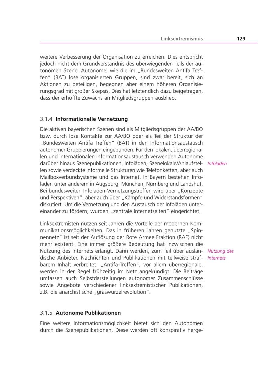 Seite 129 des Verfassungsschutzbericht 2000 Bayern